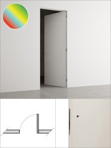 Porte battante à droite en poussant avec laqué couleur RAL et perçages poignées avec clé patent