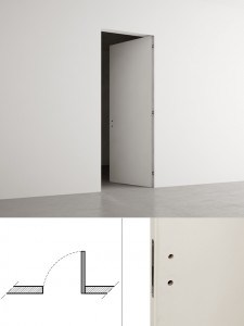 Porte battante à droite en poussant avec première couche et perçages poignées avec clé patent et condamnation