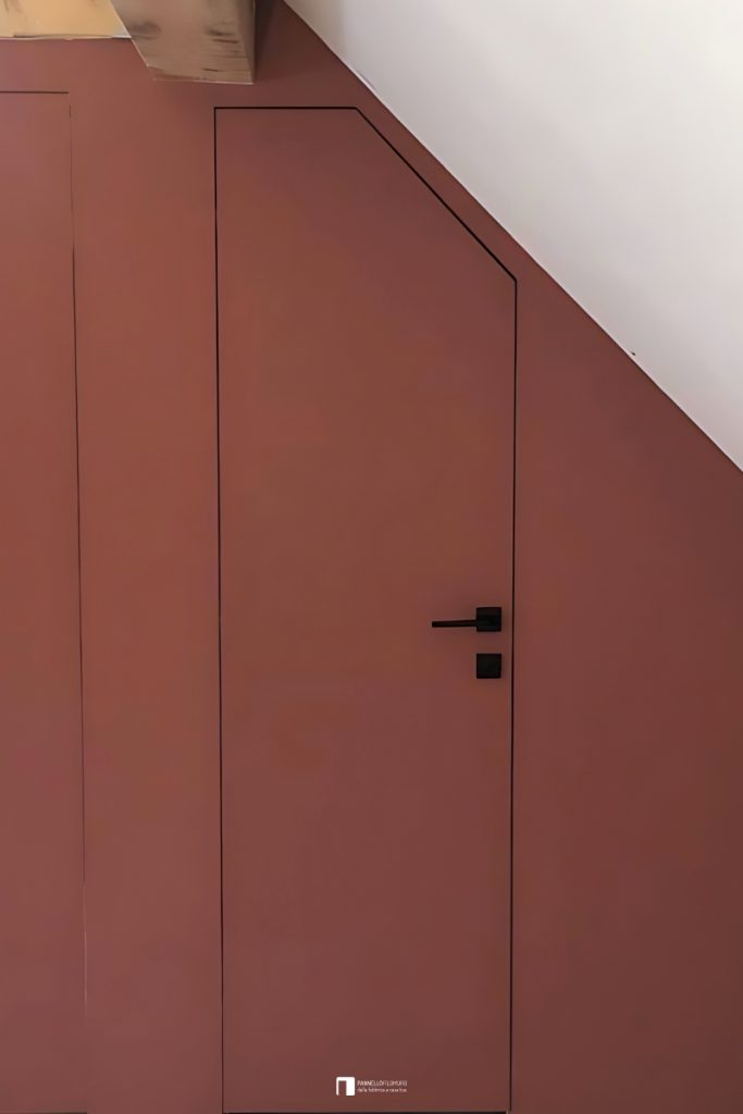 Porte battante invisible avec traverses oblique